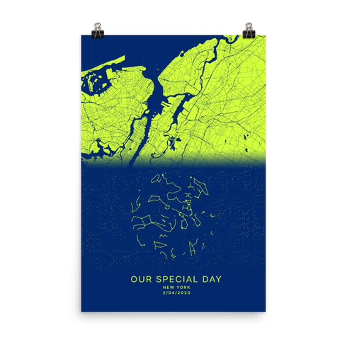 Urelas City + Star Map Personalized Print